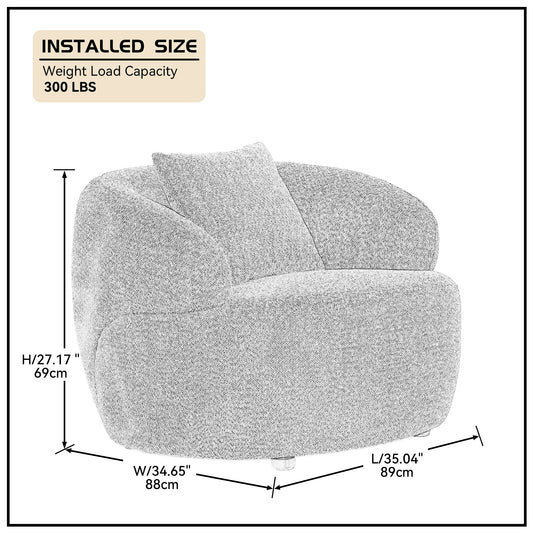 Textured gray accent chair with plush pillow  lbs weight capacity for comfortable seating