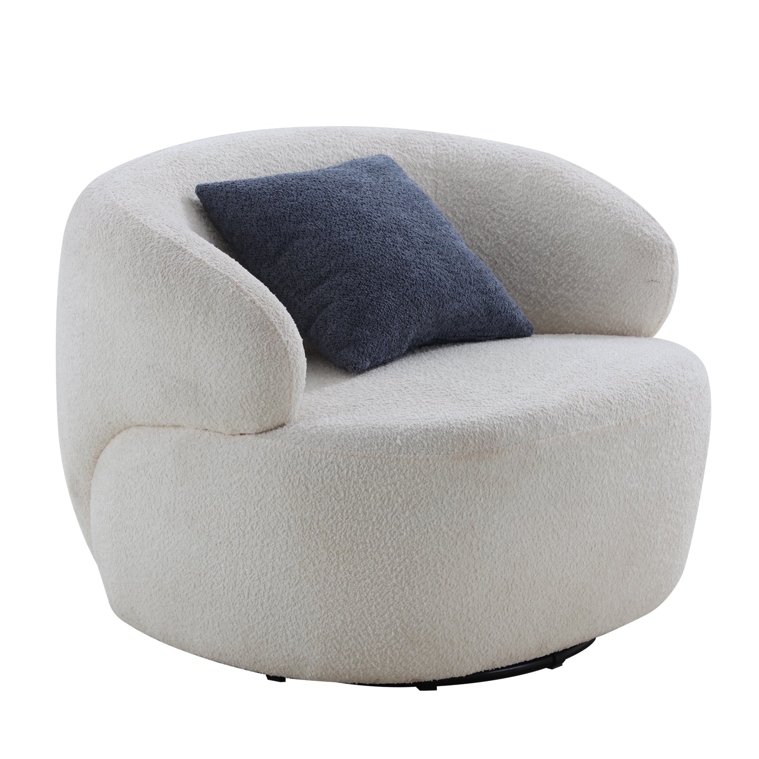 Cream boucle accent chair with a dark grey cushion perfect for modern living rooms