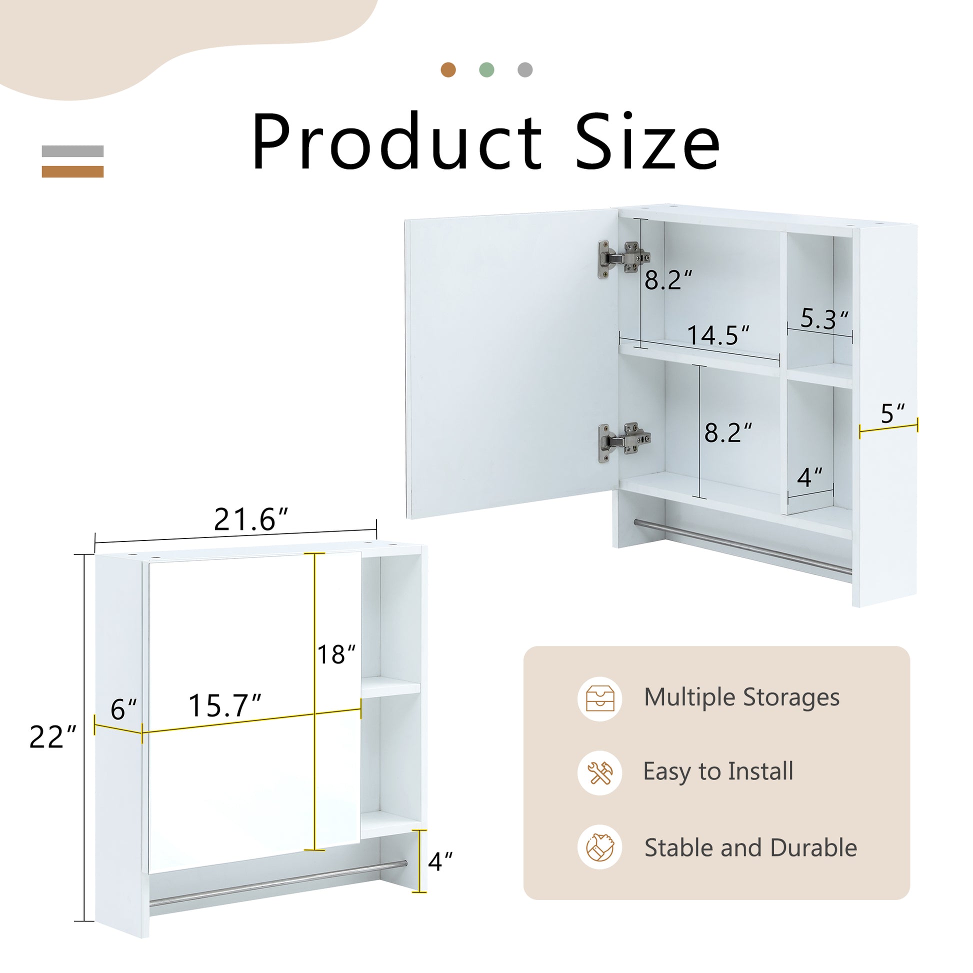 White wall cabinet dimensions  H x  W x  D ideal for bathroom storage