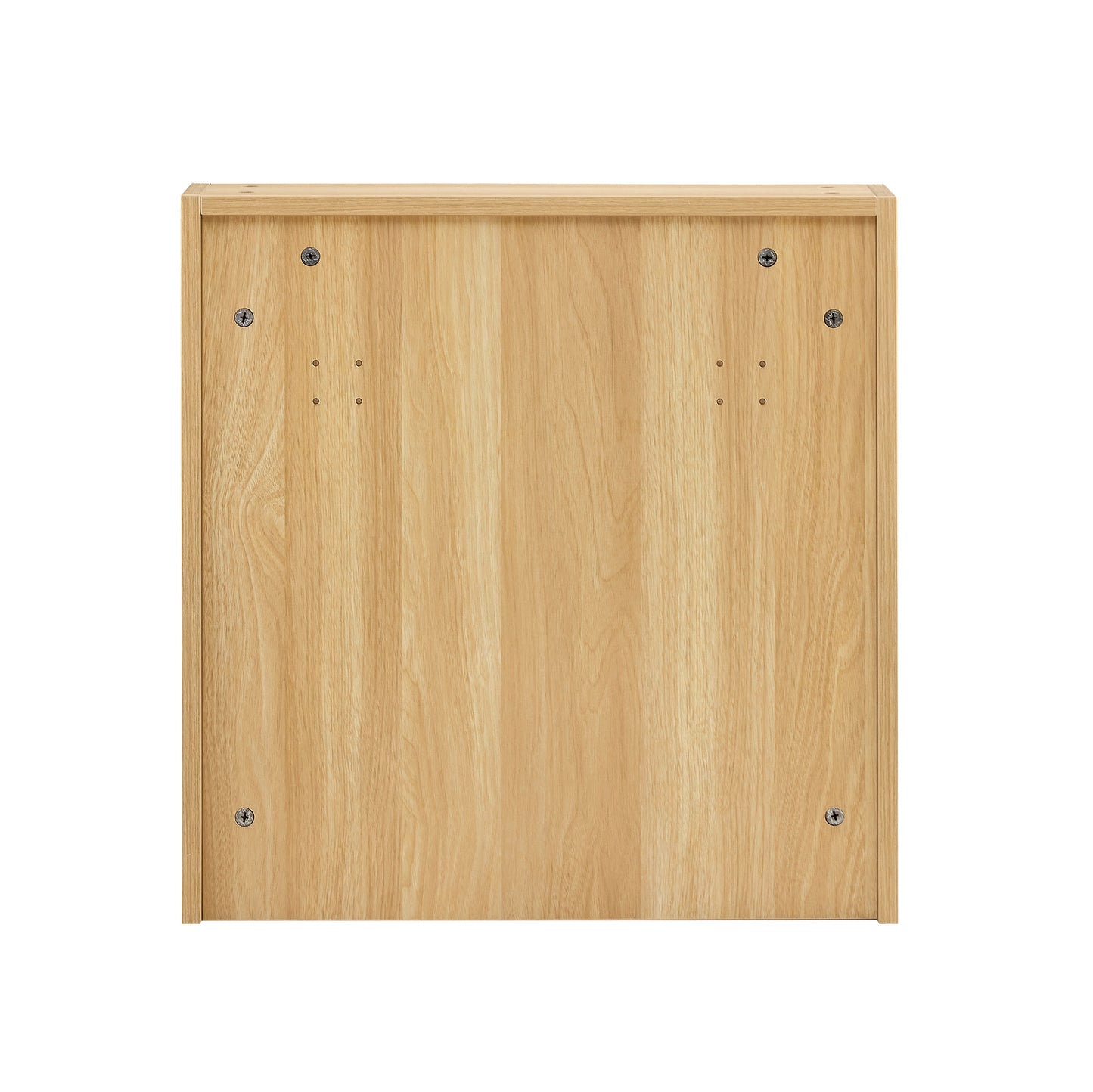 Light oak veneer cabinet back panel with visible screws and predrilled holes for assembly