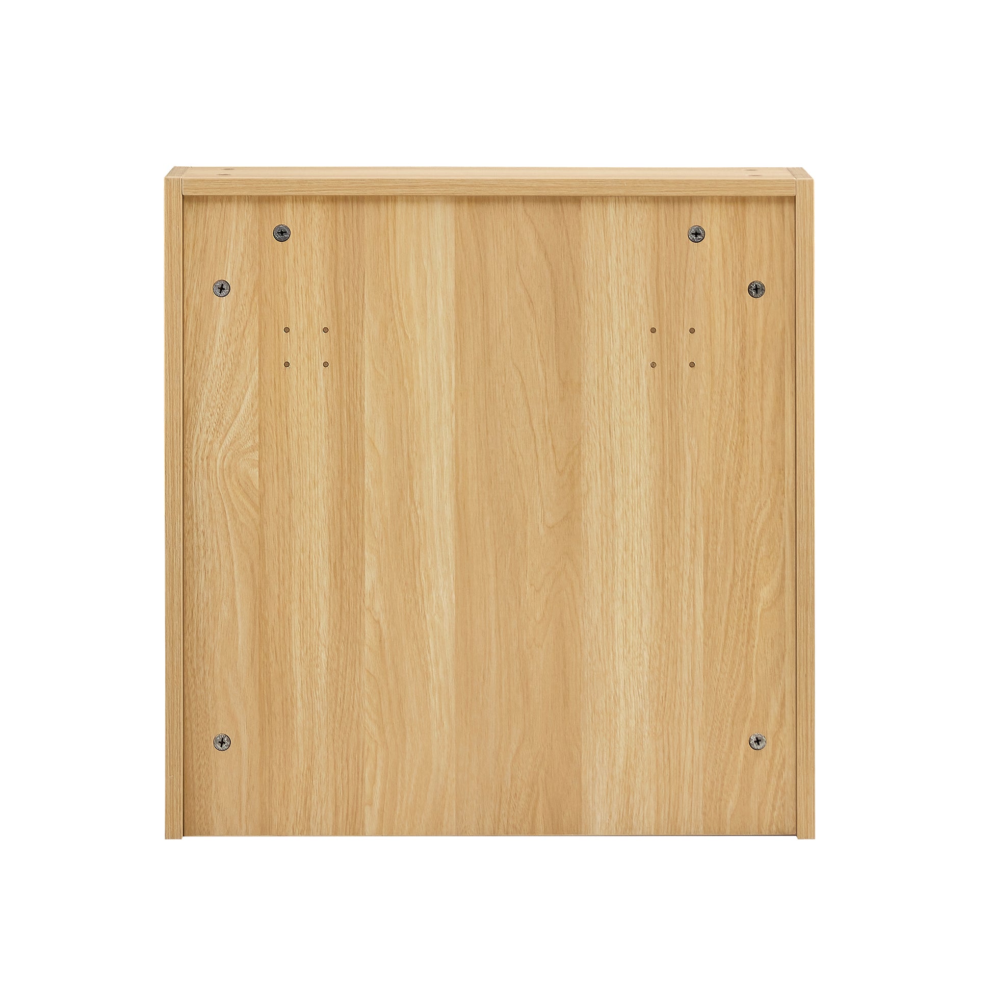 Light oak veneer cabinet back panel with visible screws and predrilled holes for assembly