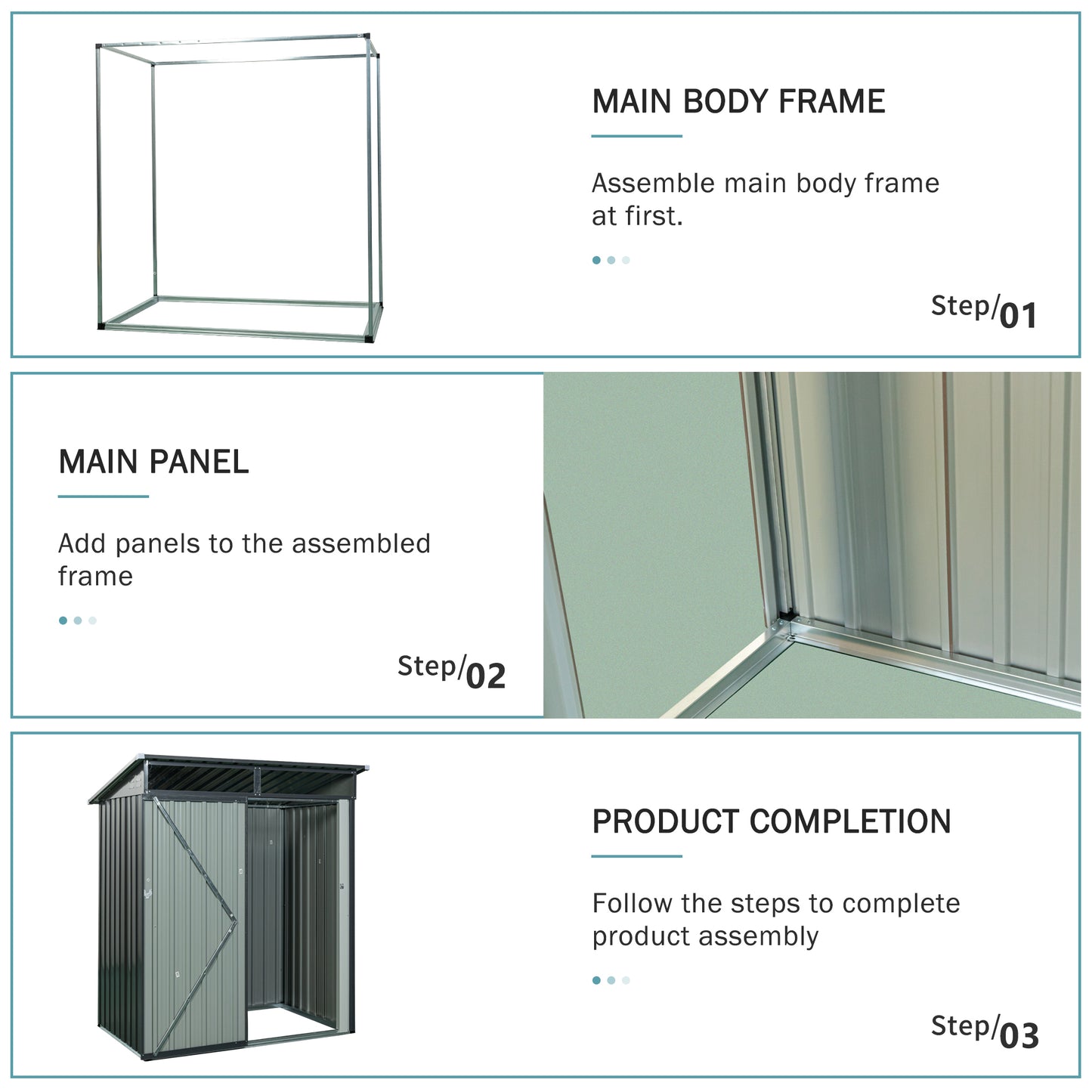 Assembled metal shed frame for step  assembly instructions
