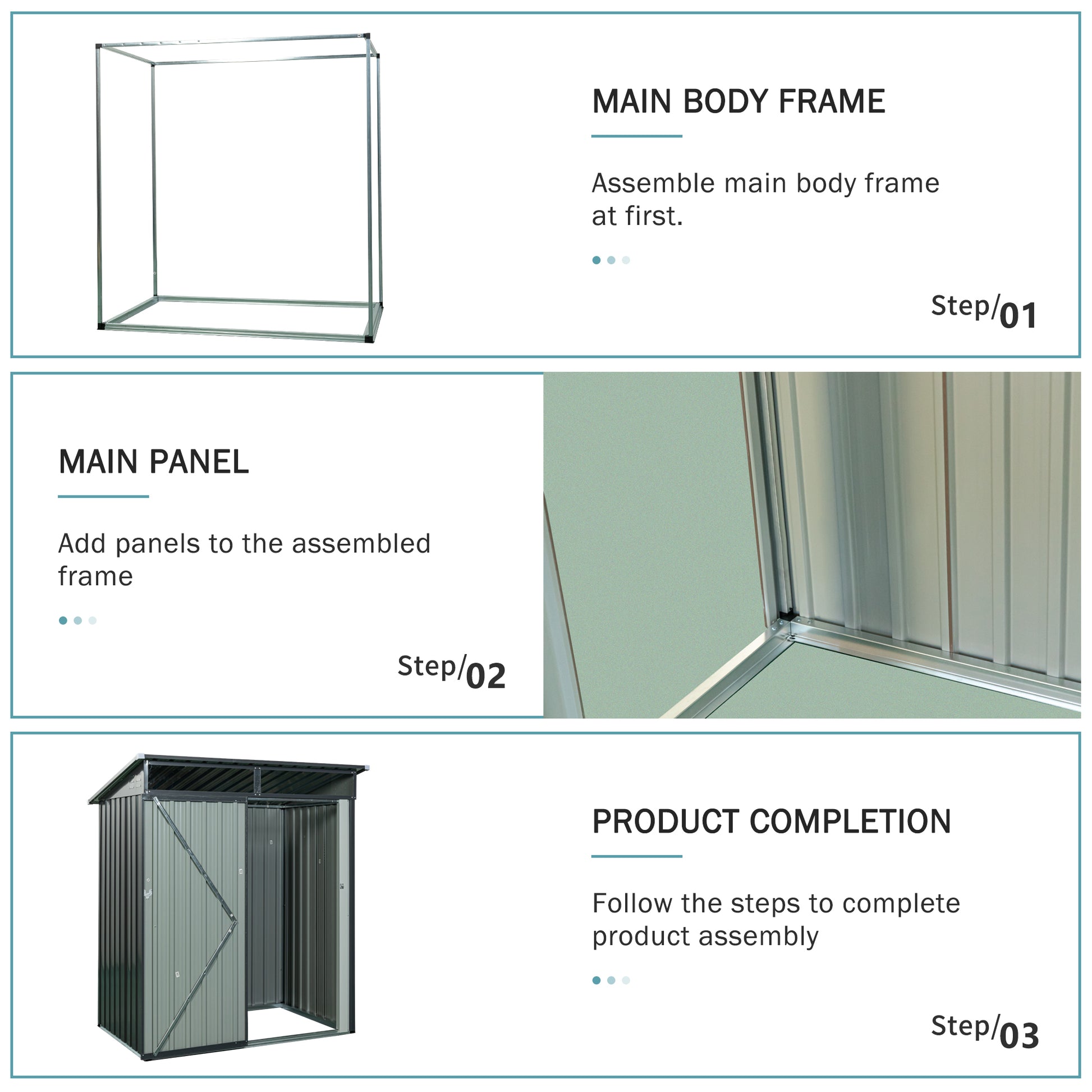 Assembled metal shed frame for step  assembly instructions