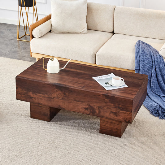 Solid walnut coffee table with a minimalist design and natural wood grain