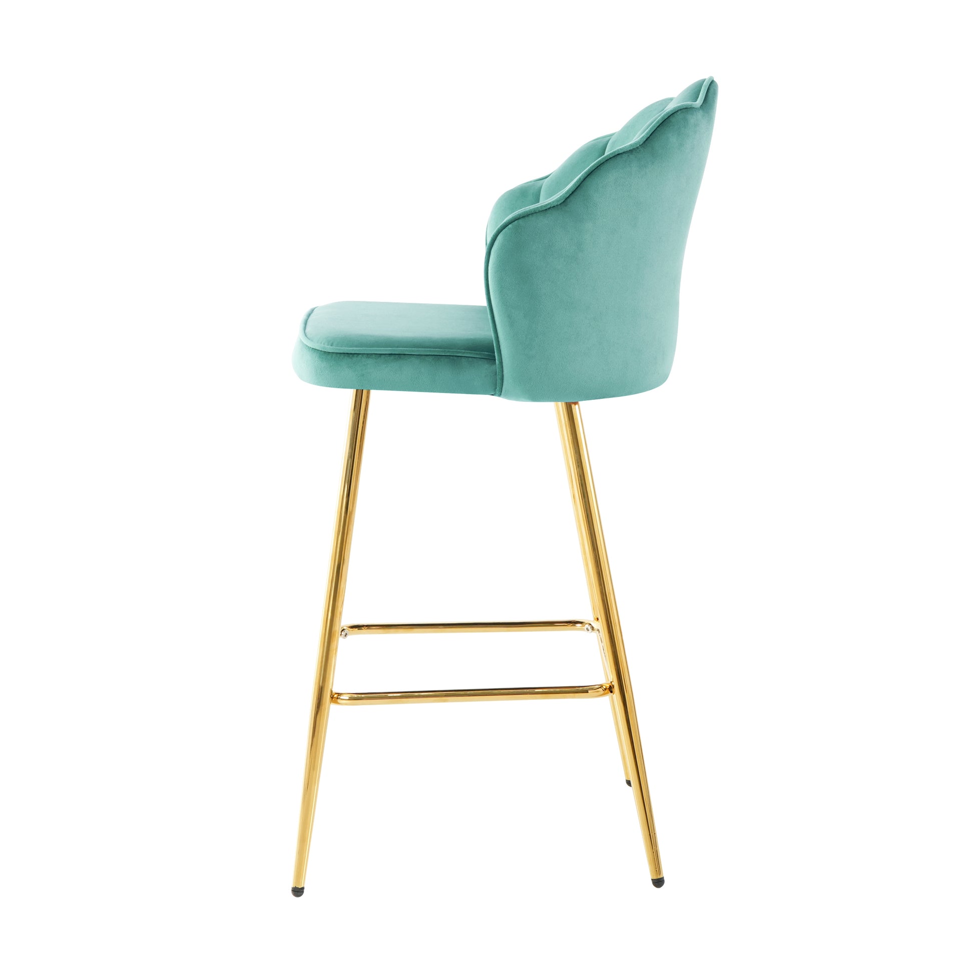 Turquoise velvet bar stool with gold metal legs modern design for kitchen island