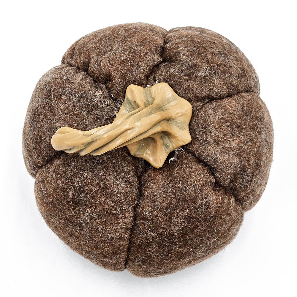 Felt pumpkin decoration rustic brown fabric realistic stem autumn home decor accent