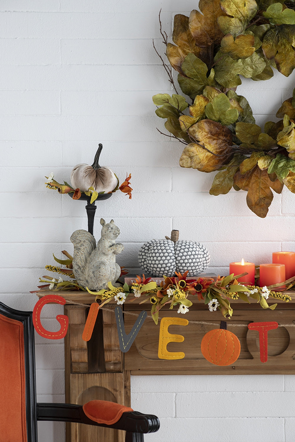 Flocked grey pumpkin with textured surface and twine stem perfect for fall decor