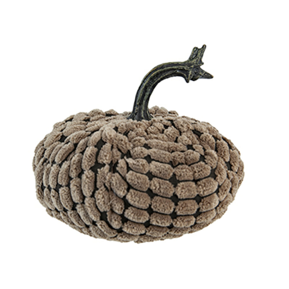 Brown textured pumpkin decoration with a dark stem perfect for fall display
