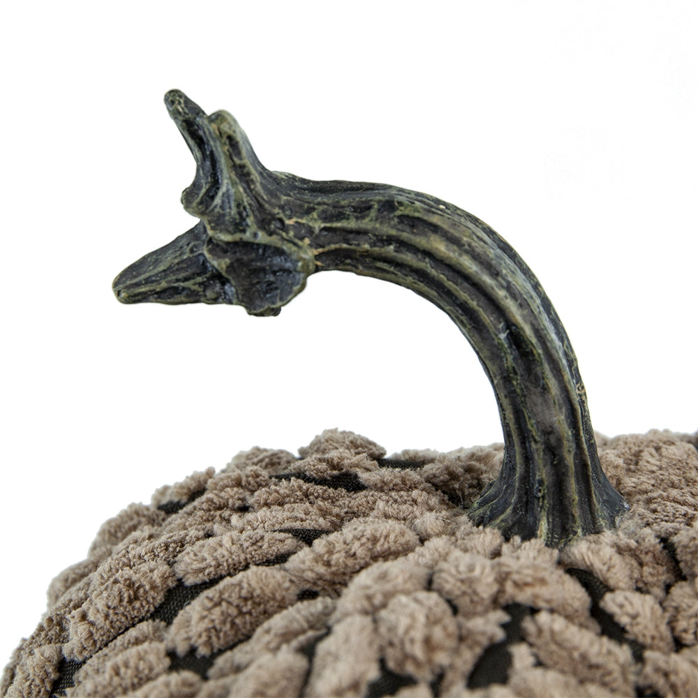 Textured brown pumpkin with realistic stem detail for fall decor