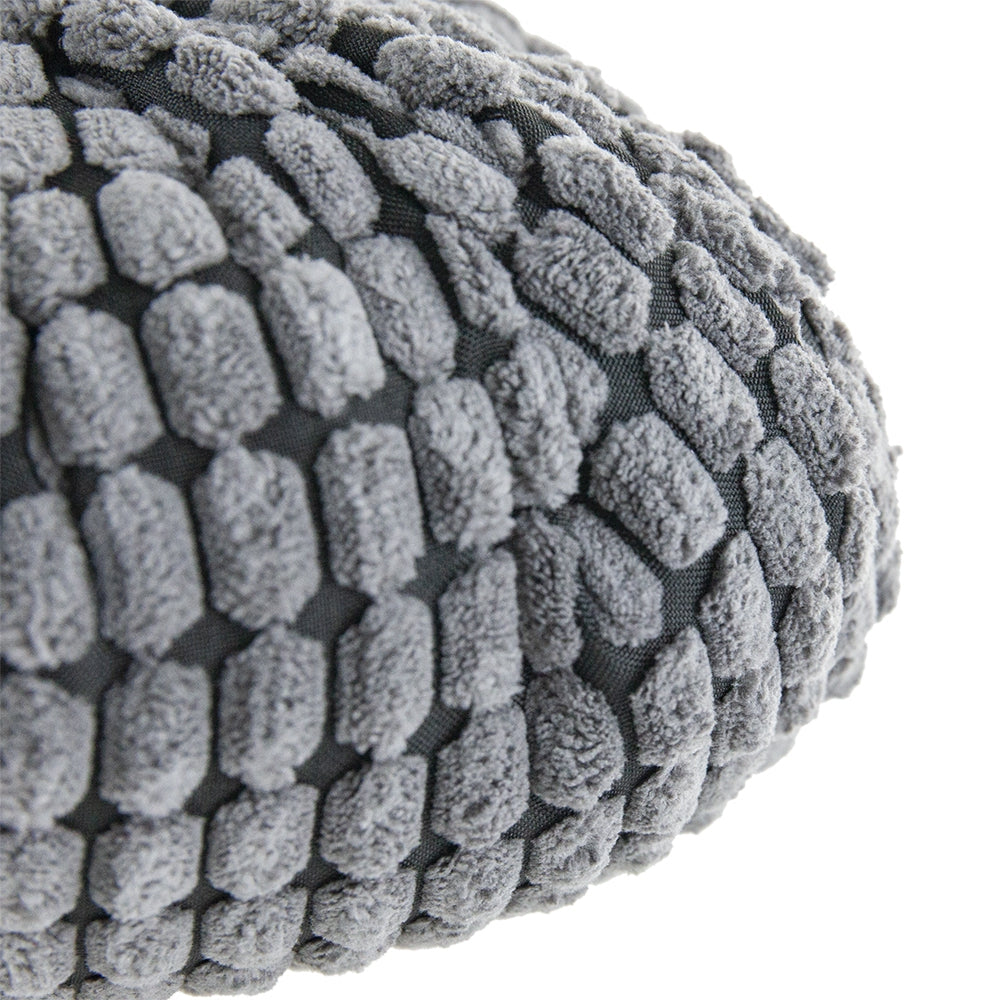 Textured grey chenille fabric with raised bobble pattern detail