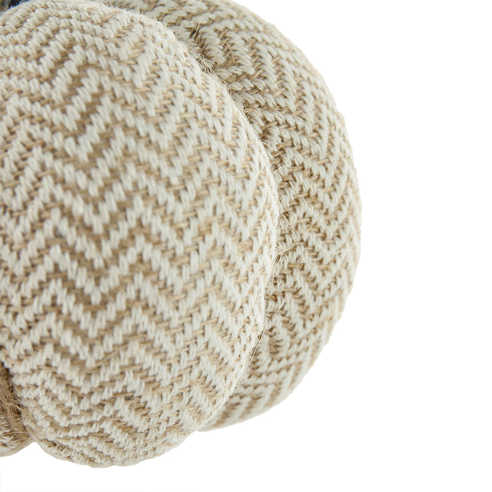 Textured beige fabric pumpkin with chevron pattern for fall decor