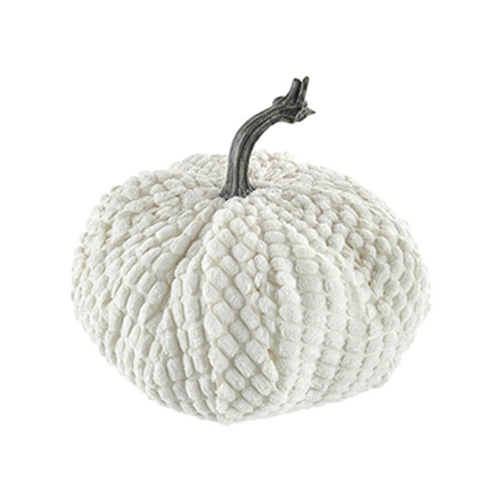 Textured white pumpkin with rustic stem perfect for autumn decor