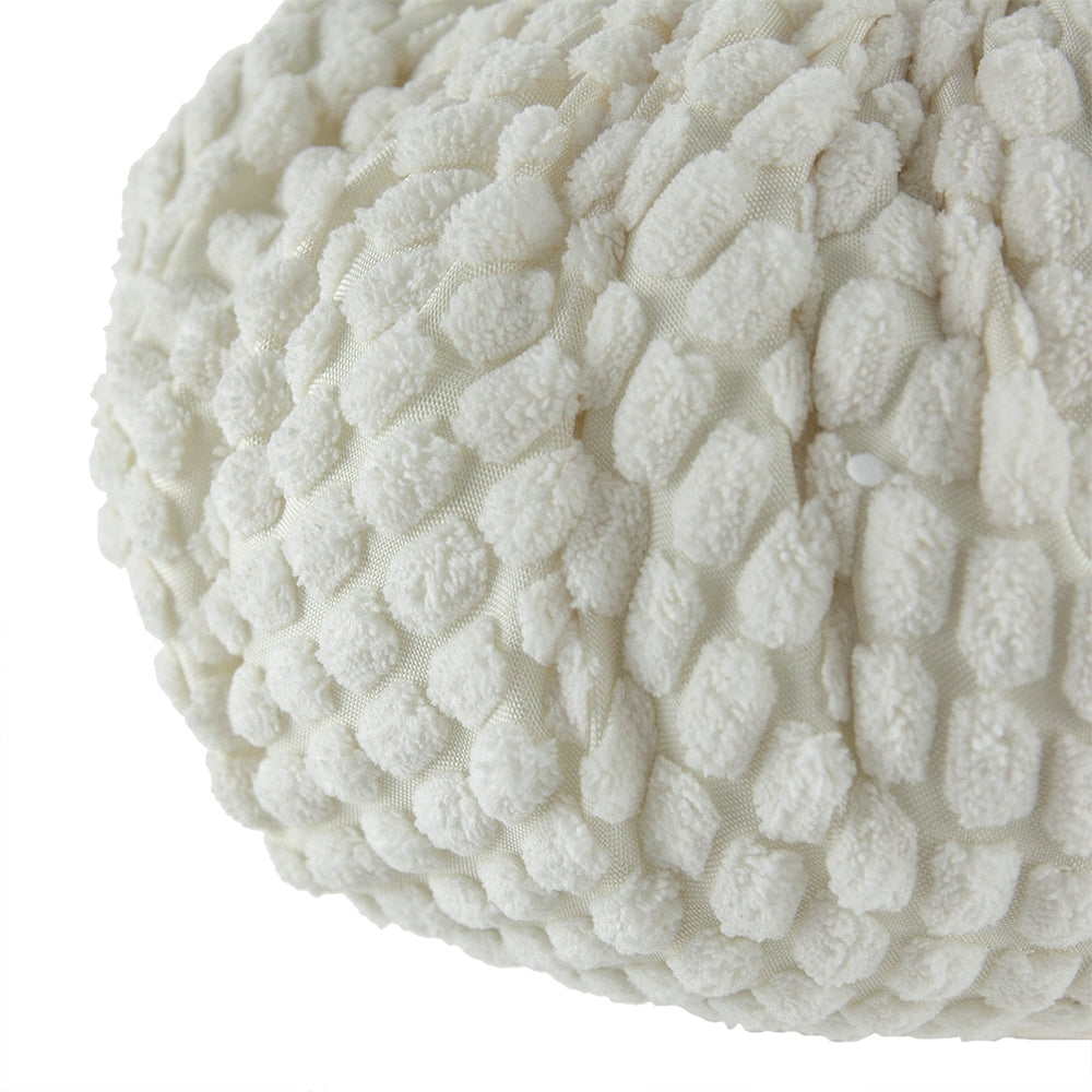 White textured chenille pillow with raised dot pattern perfect for accent decor