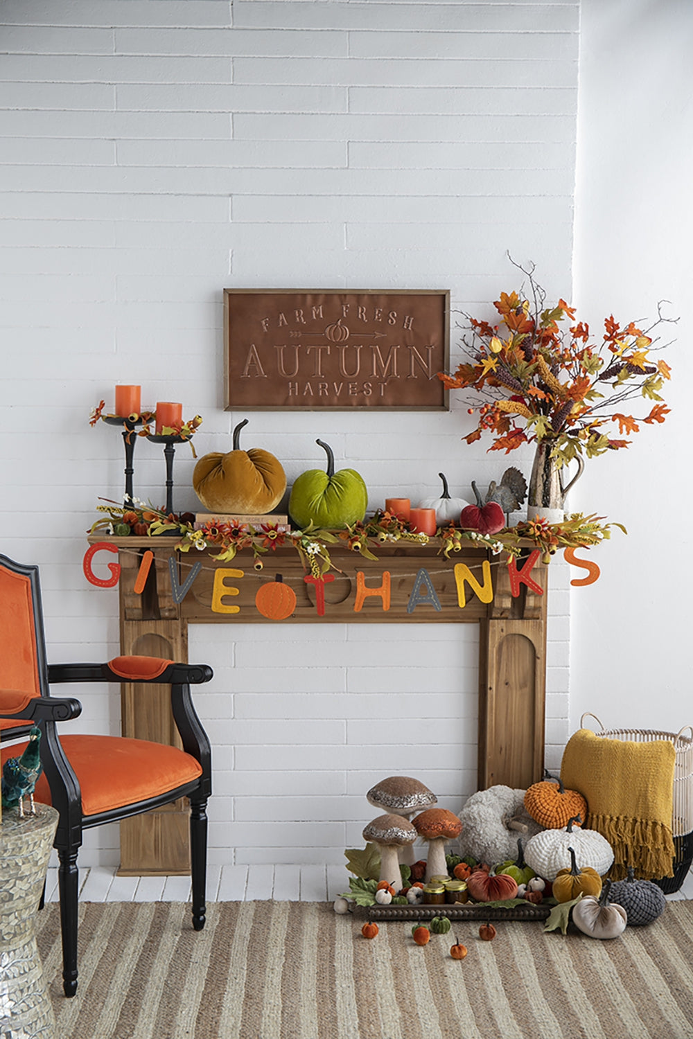 Farm Fresh Autumn Harvest metal wall sign with copper finish