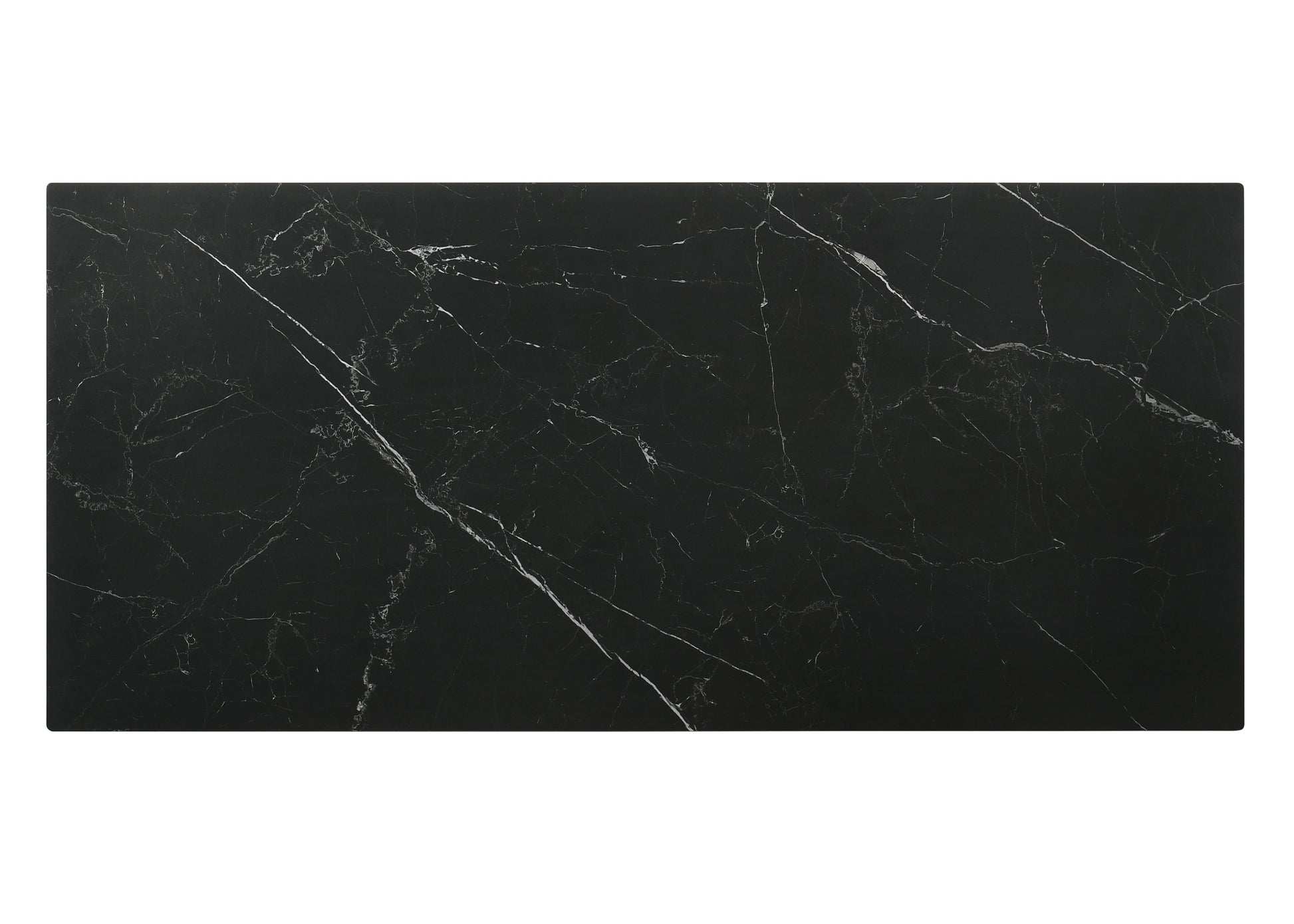 Black marble tabletop with white veining perfect for dining