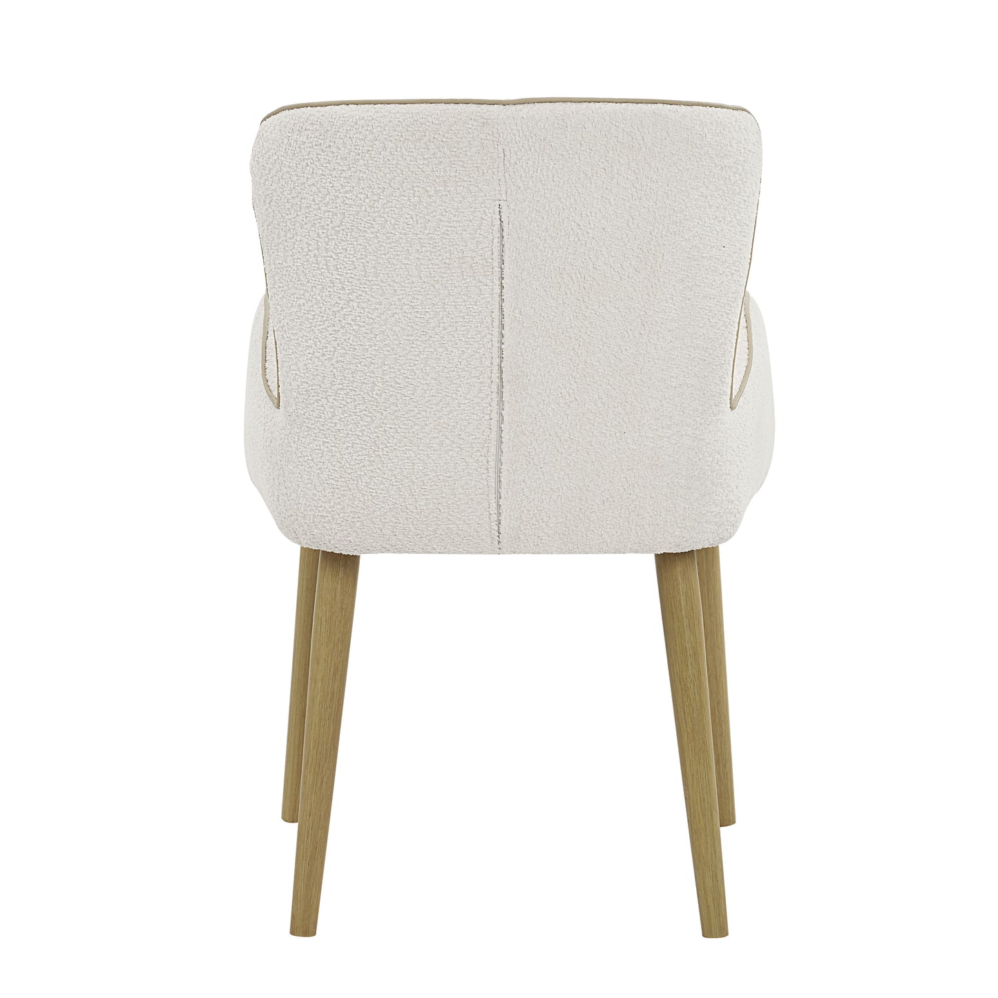 Cream boucle accent chair with light wood legs midcentury modern design