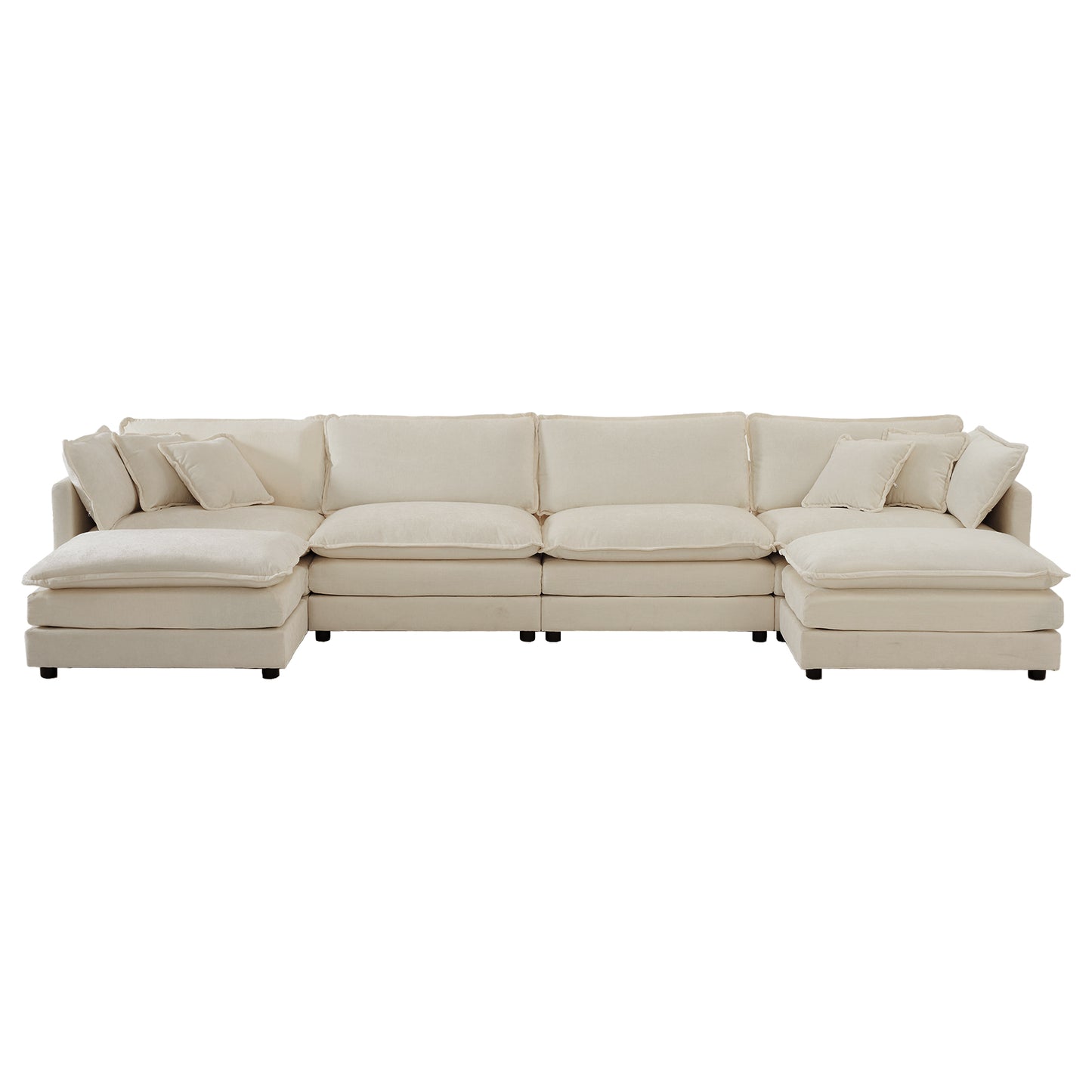 Cream sectional sofa with chaise and plush cushions for modern living rooms