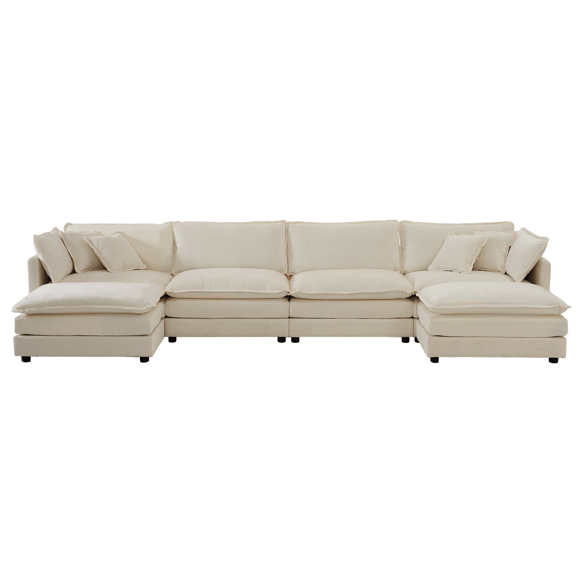 Cream sectional sofa with chaise and plush cushions for modern living rooms