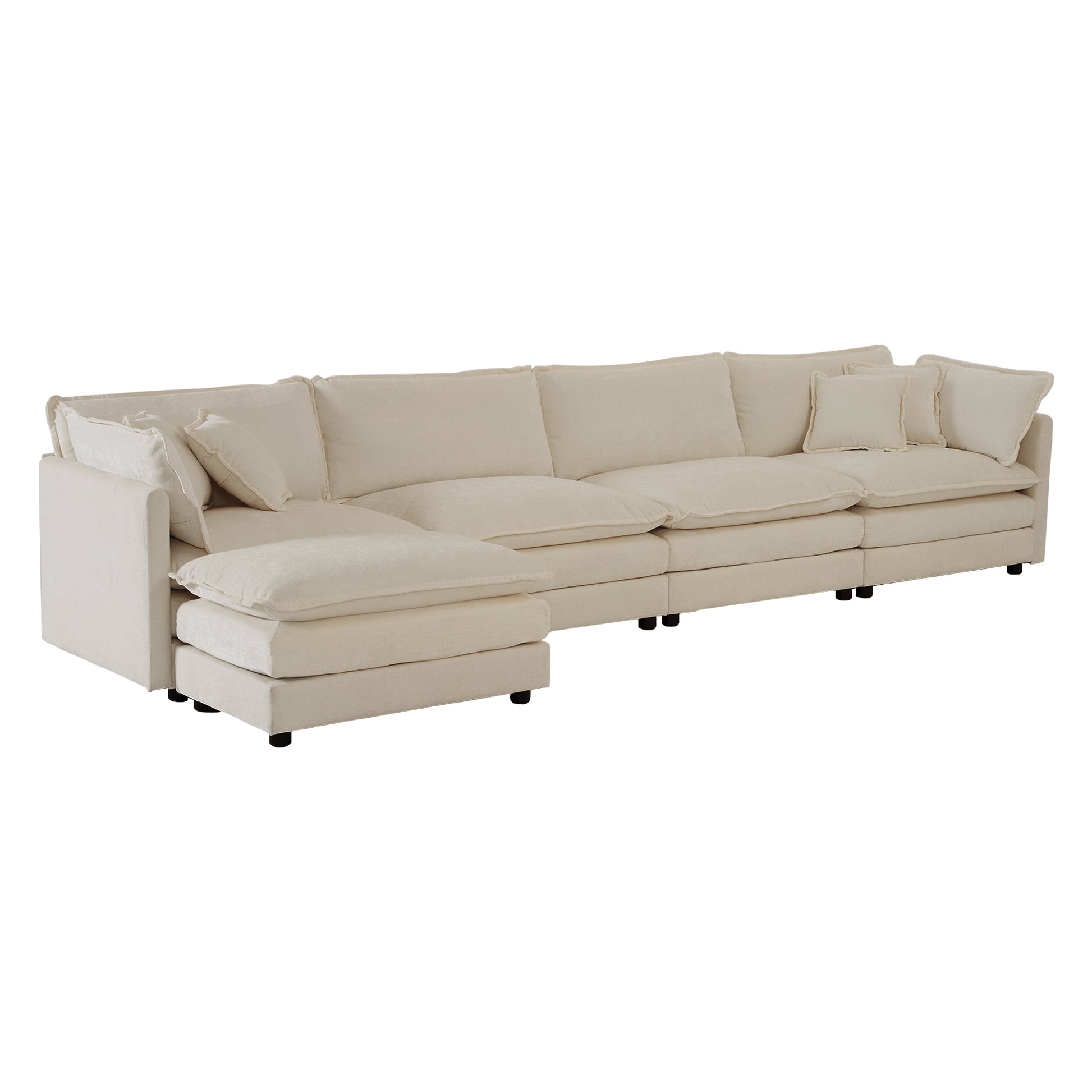 Plush cream linen sectional sofa with deep seats and plush pillows for ultimate comfort