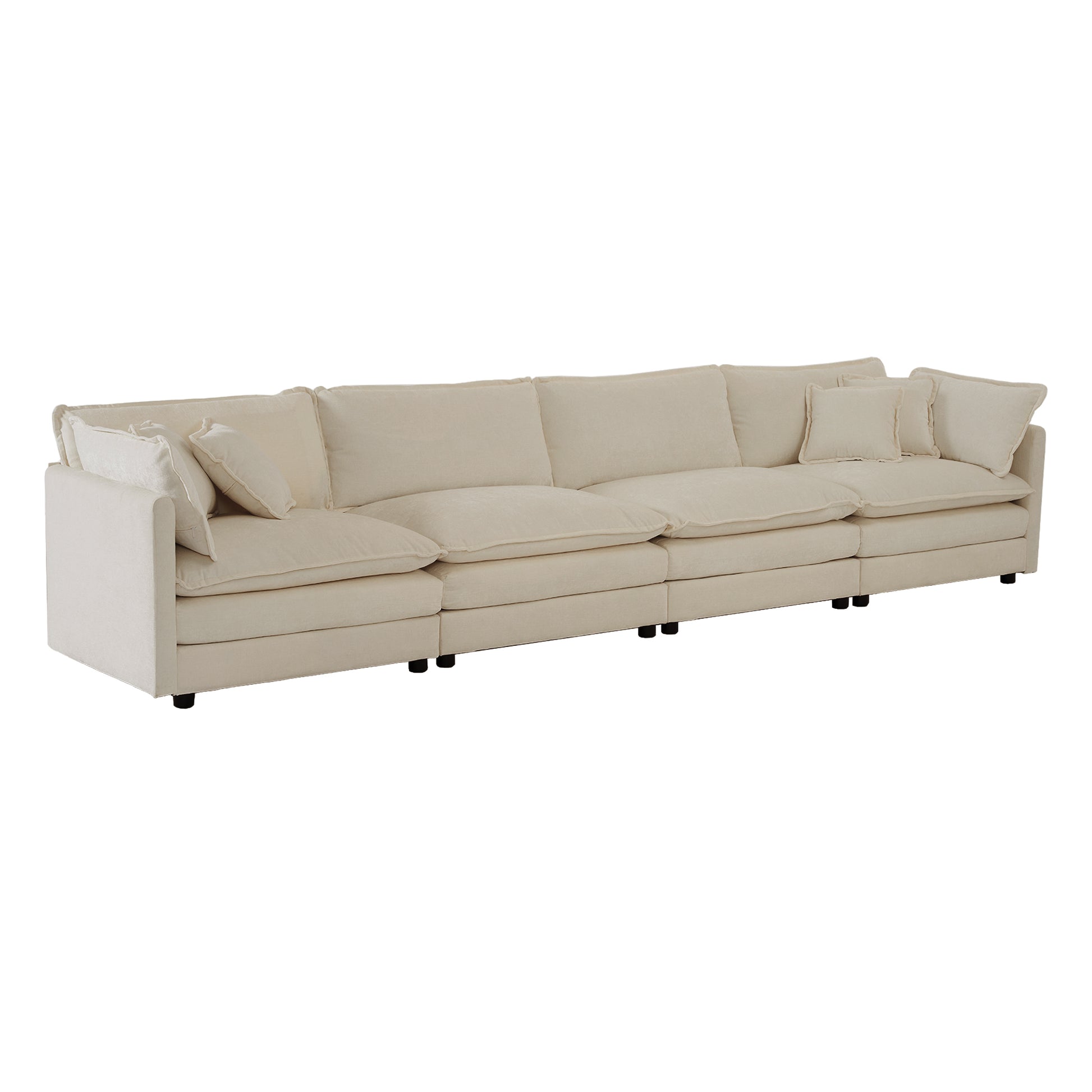 Luxurious cream modular sofa with plush cushions and square armrests perfect for spacious living rooms