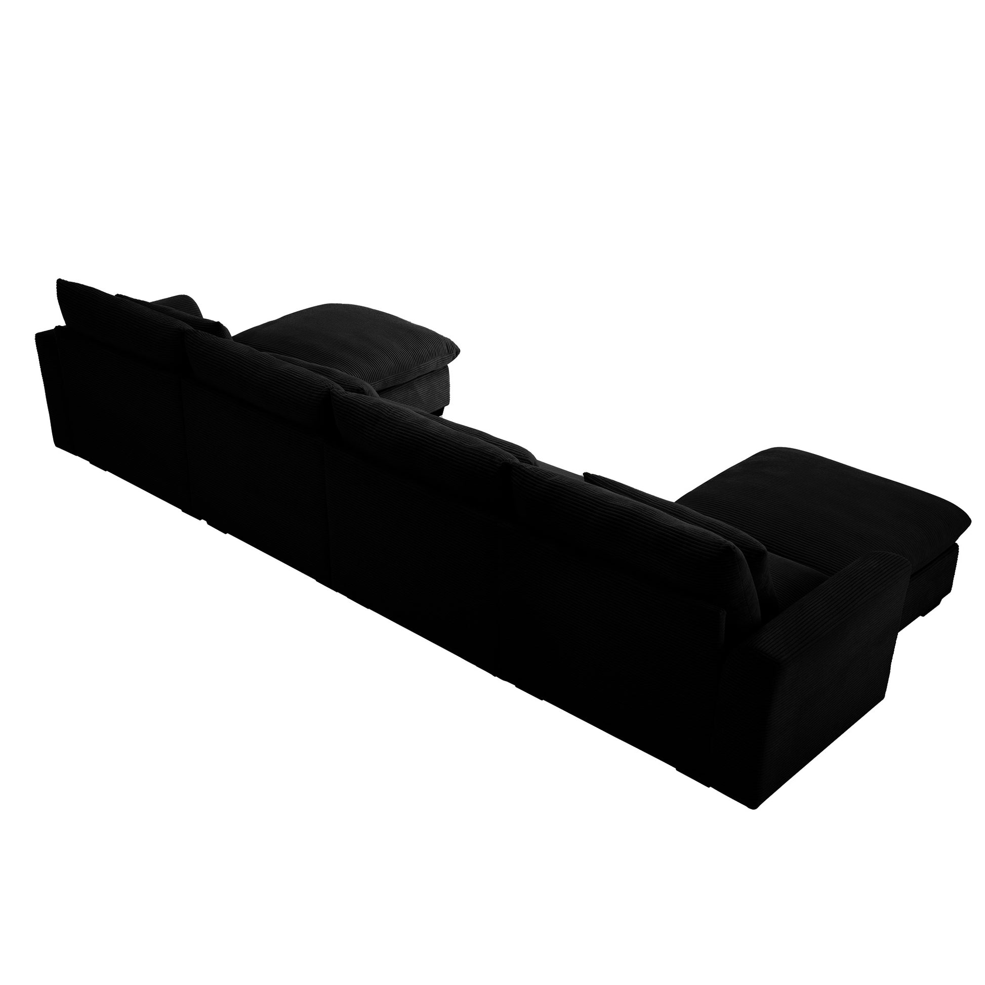 Black corduroy sectional sofa with chaise lounge modern minimalist design