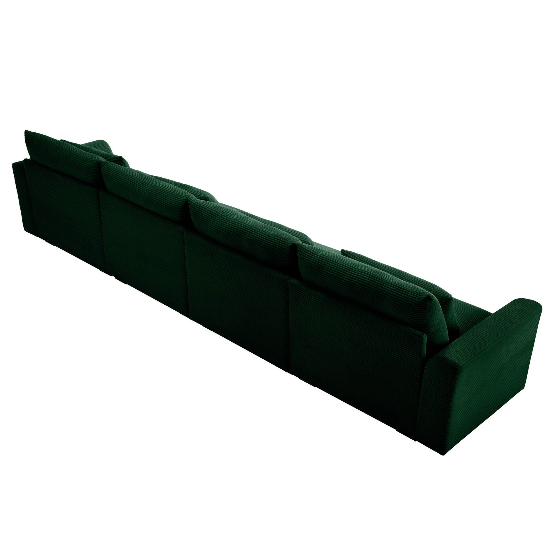 Deep green corduroy sectional sofa with plush cushions perfect for modern living spaces