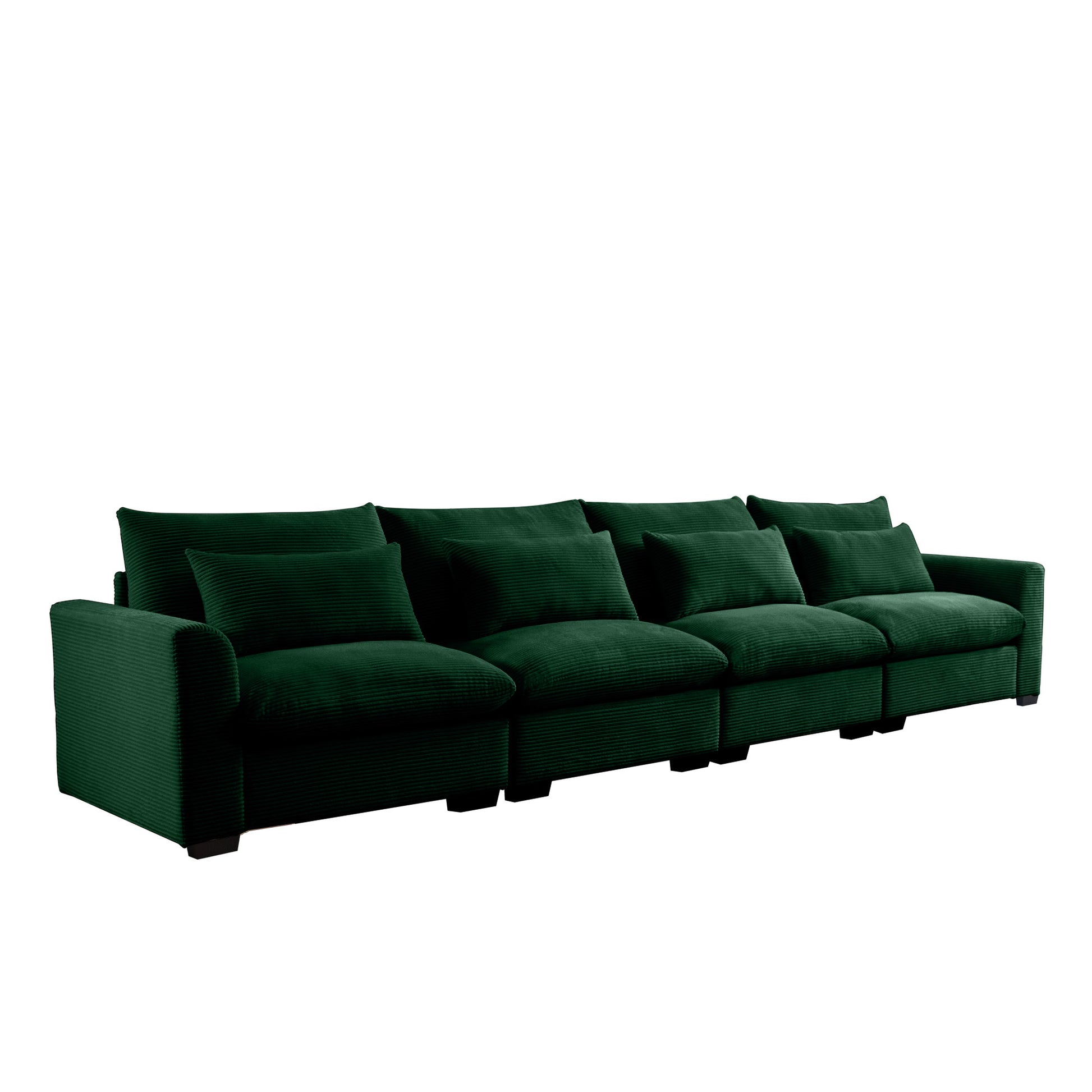 Deep green corduroy sectional sofa with plush cushions perfect for modern living rooms