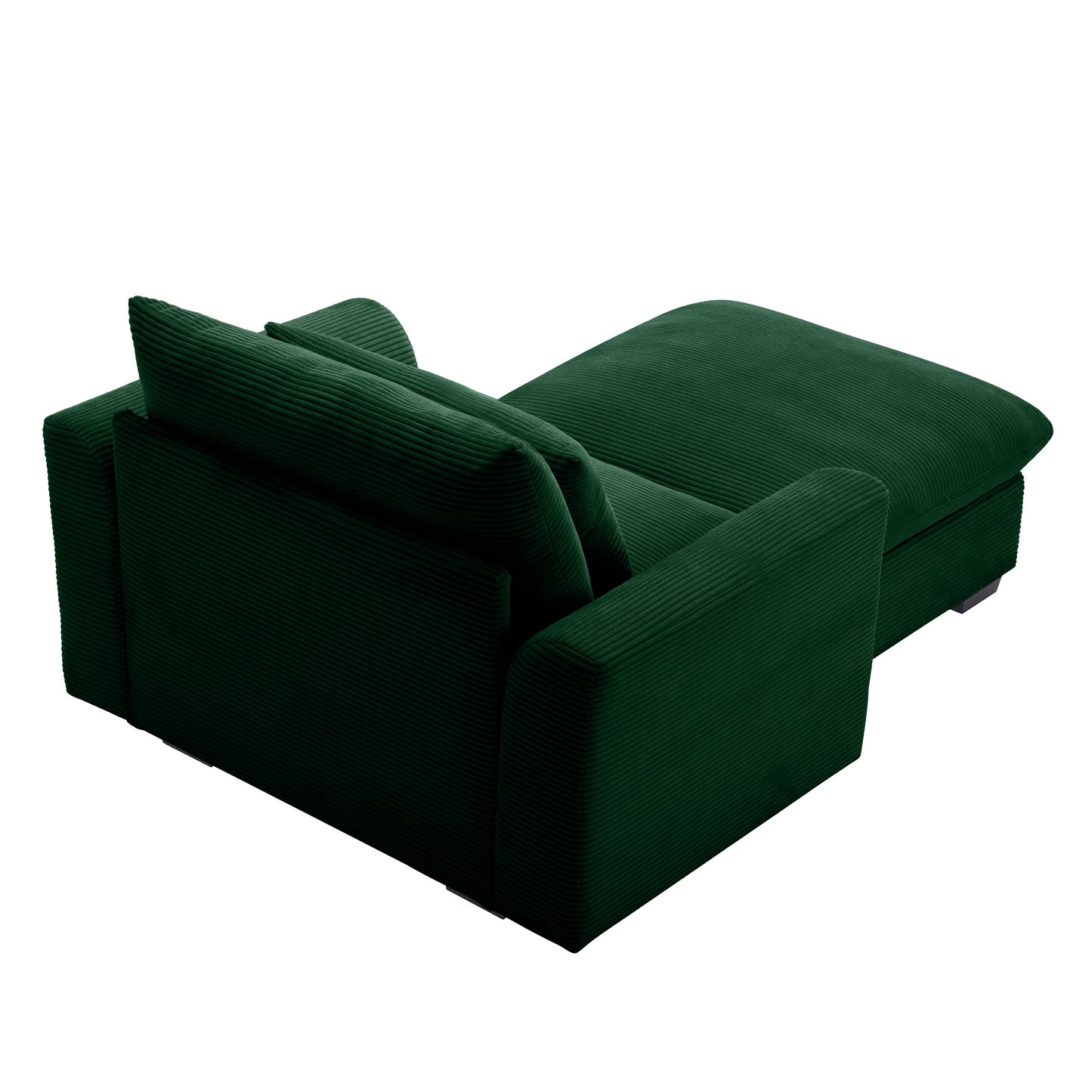 Dark green corduroy sofa bed with plush cushions ideal for small living spaces