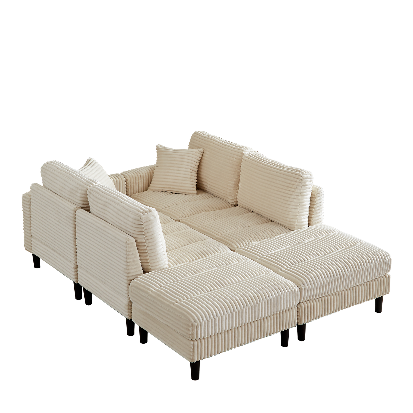 Cream corduroy sectional sofa with modular design for versatile living rooms