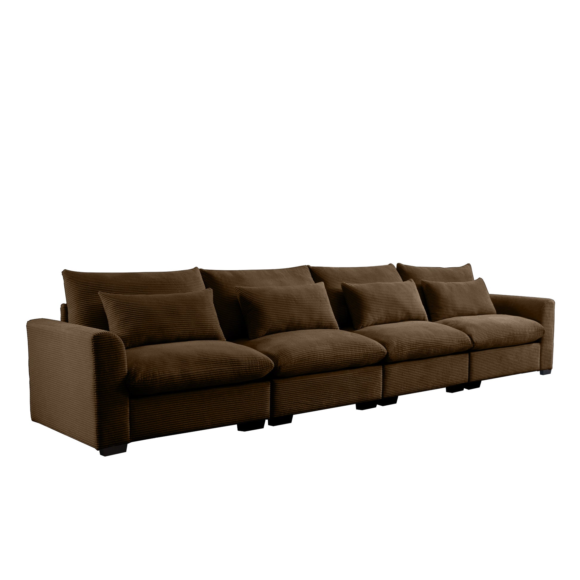Fourseater corduroy sofa in rich brown perfect for living room comfort