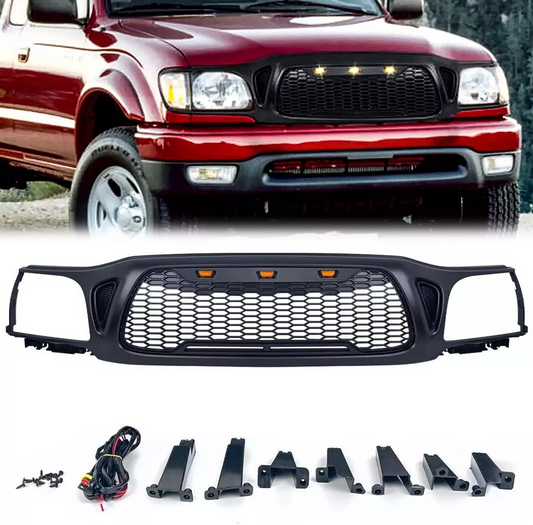 Black honeycomb grille with amber LED lights for Tacoma