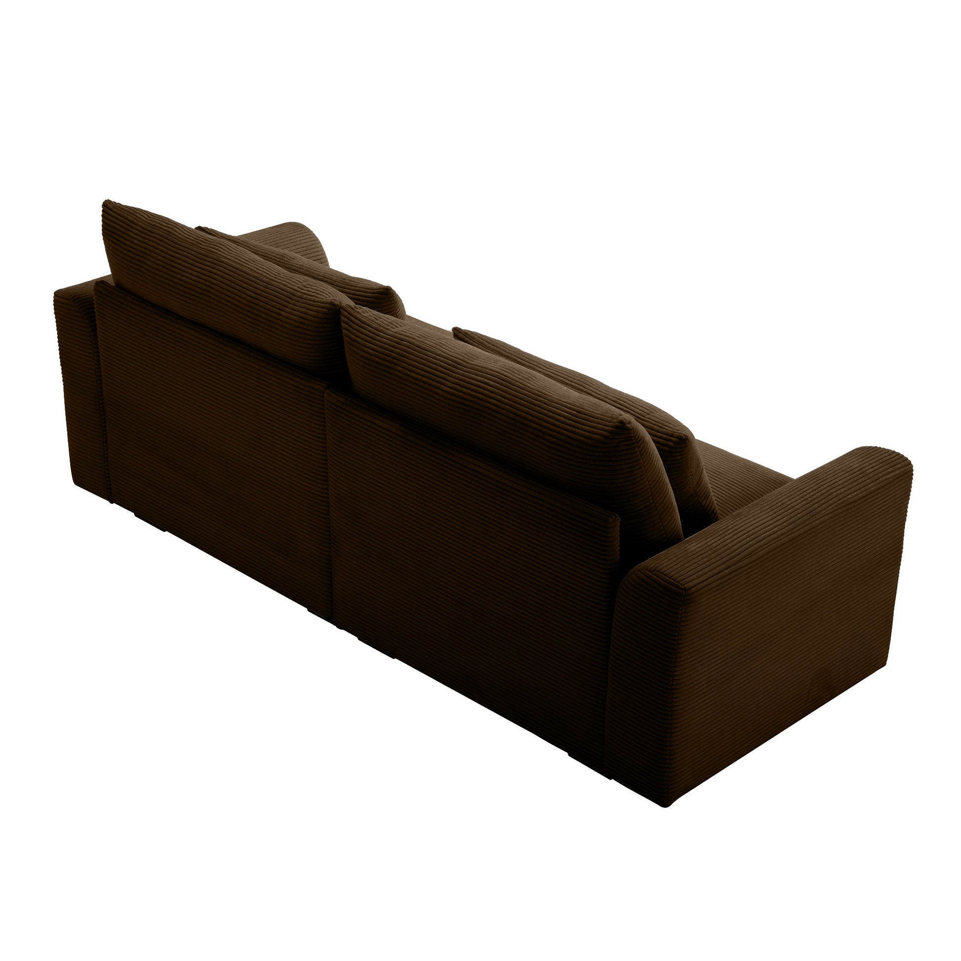 Dark brown corduroy sofa with plush cushions modern living room furniture