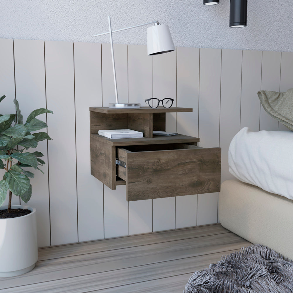 Maximize Space with Modern Floating Nightstand - Brown