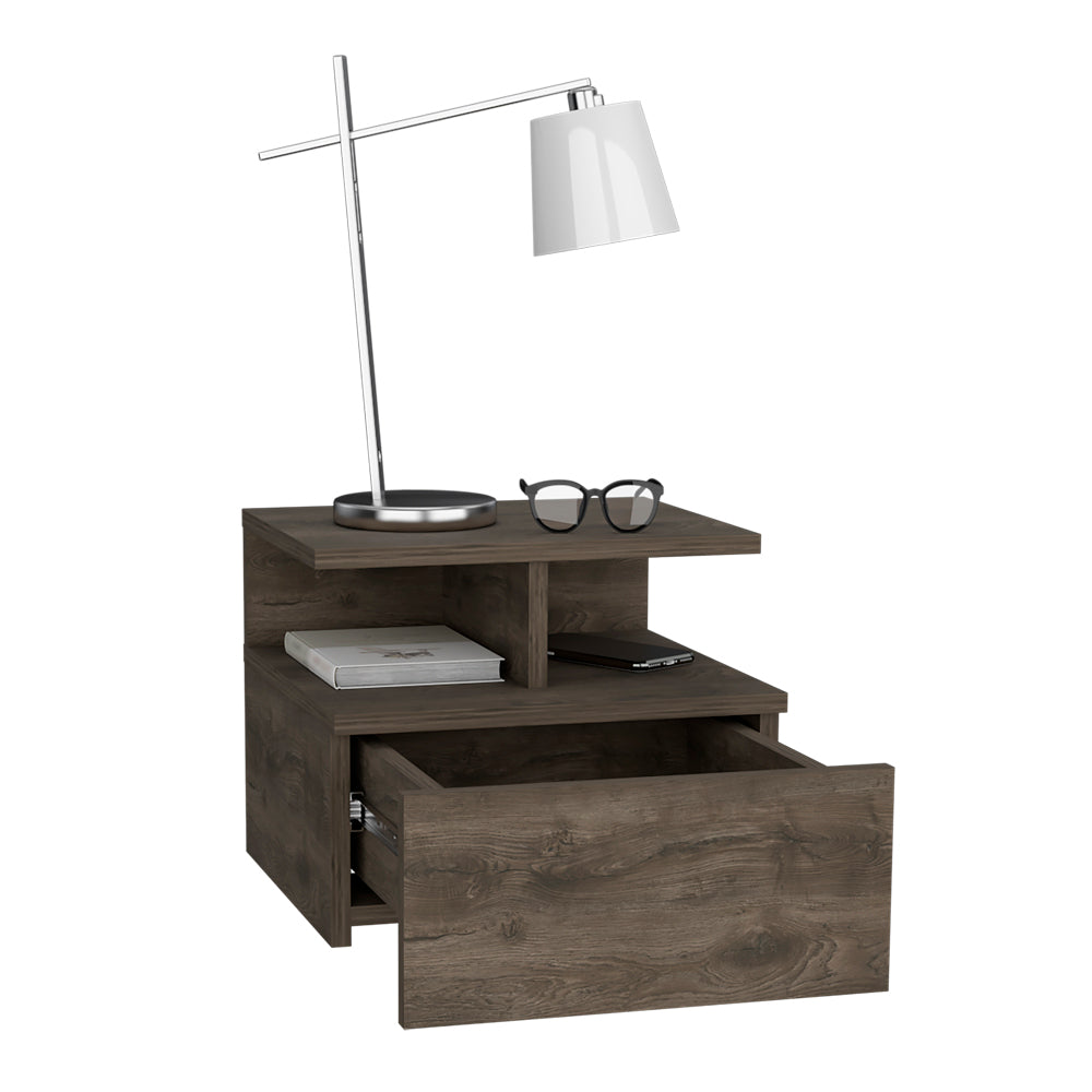 Maximize Space with Modern Floating Nightstand - Brown