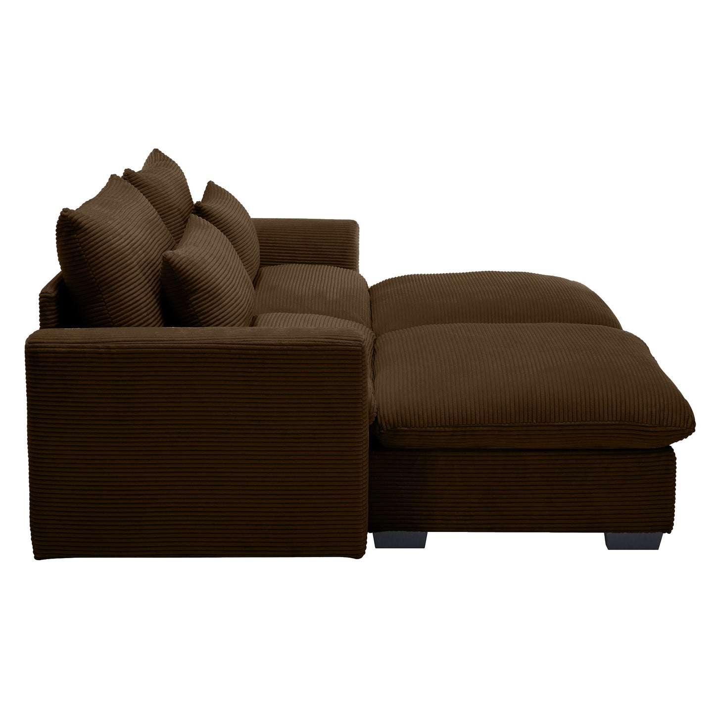 Brown corduroy sectional sofa with plush cushions for a modern living room