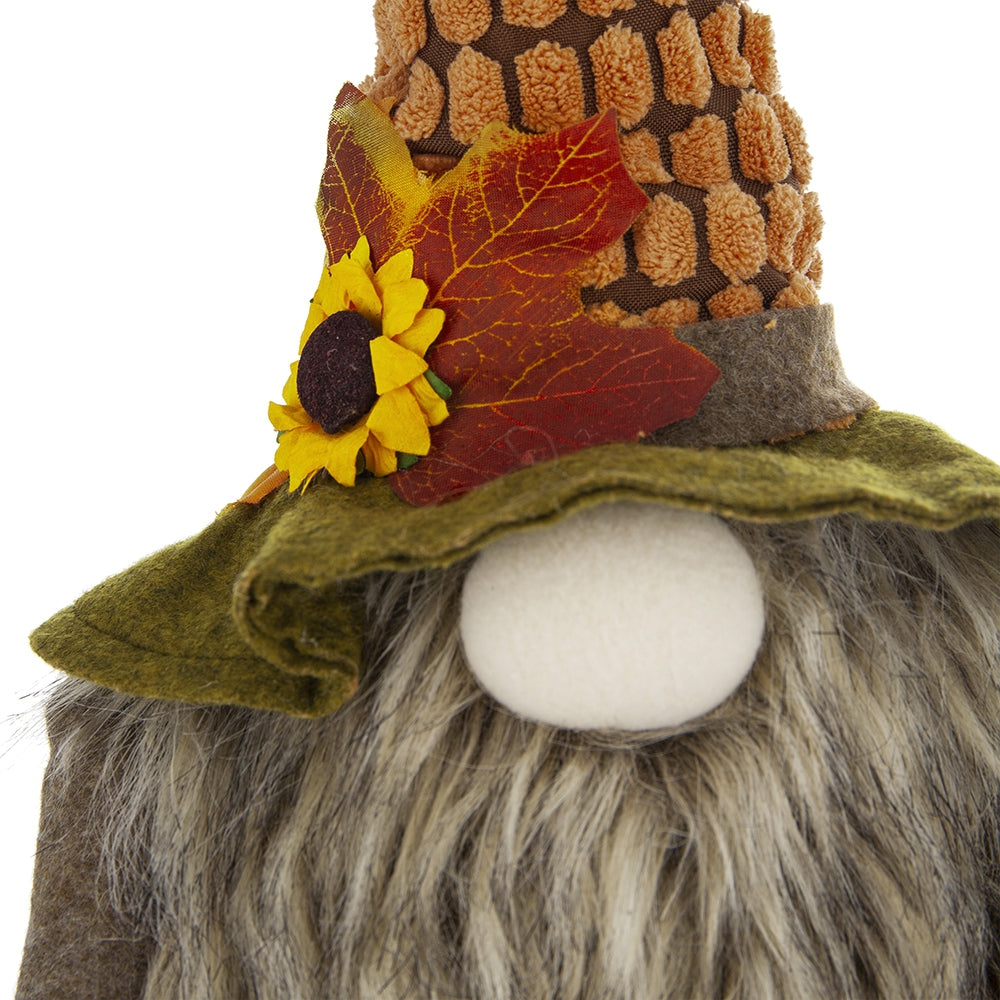 Autumn gnome with sunflower and leaf hat decoration for fall holiday decor
