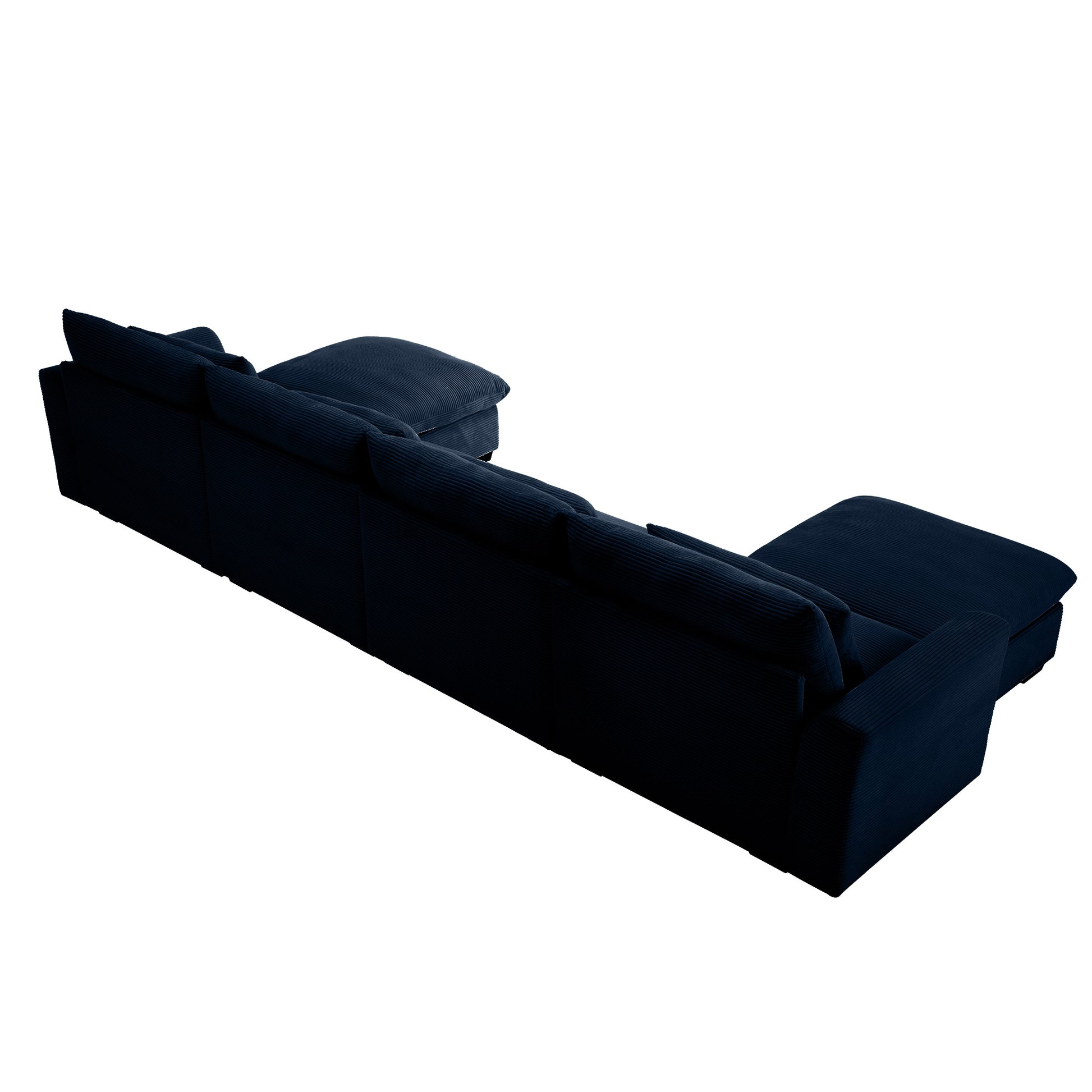 Dark navy corduroy sectional sofa with plush cushions perfect for modern living rooms