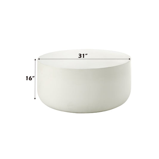 Cream round drum coffee table  inch diameter  inch height