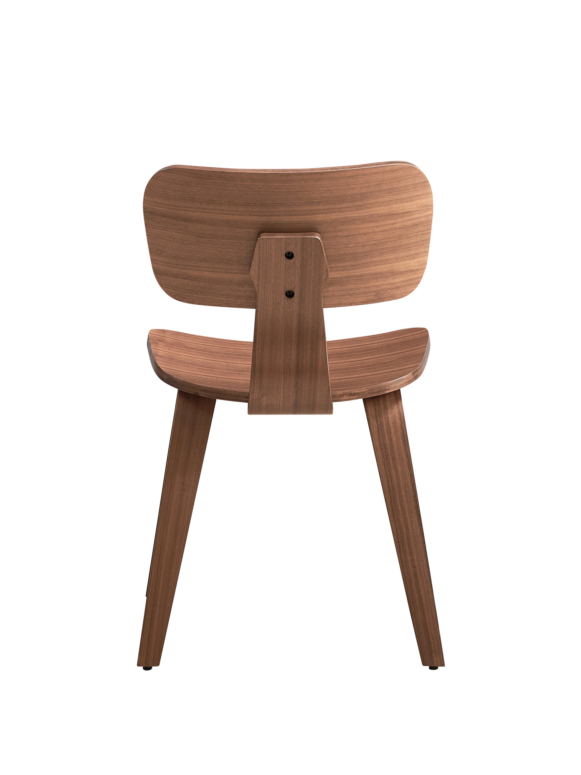 Midcentury modern wood dining chair curved walnut plywood seat and back tapered legs
