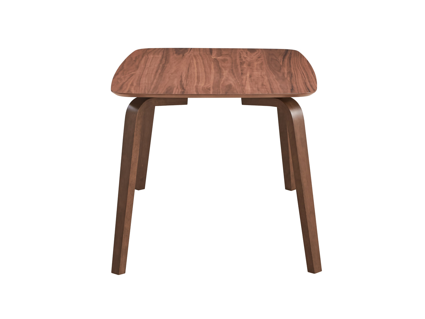 Curved wood stool with rich walnut finish midcentury modern accent piece