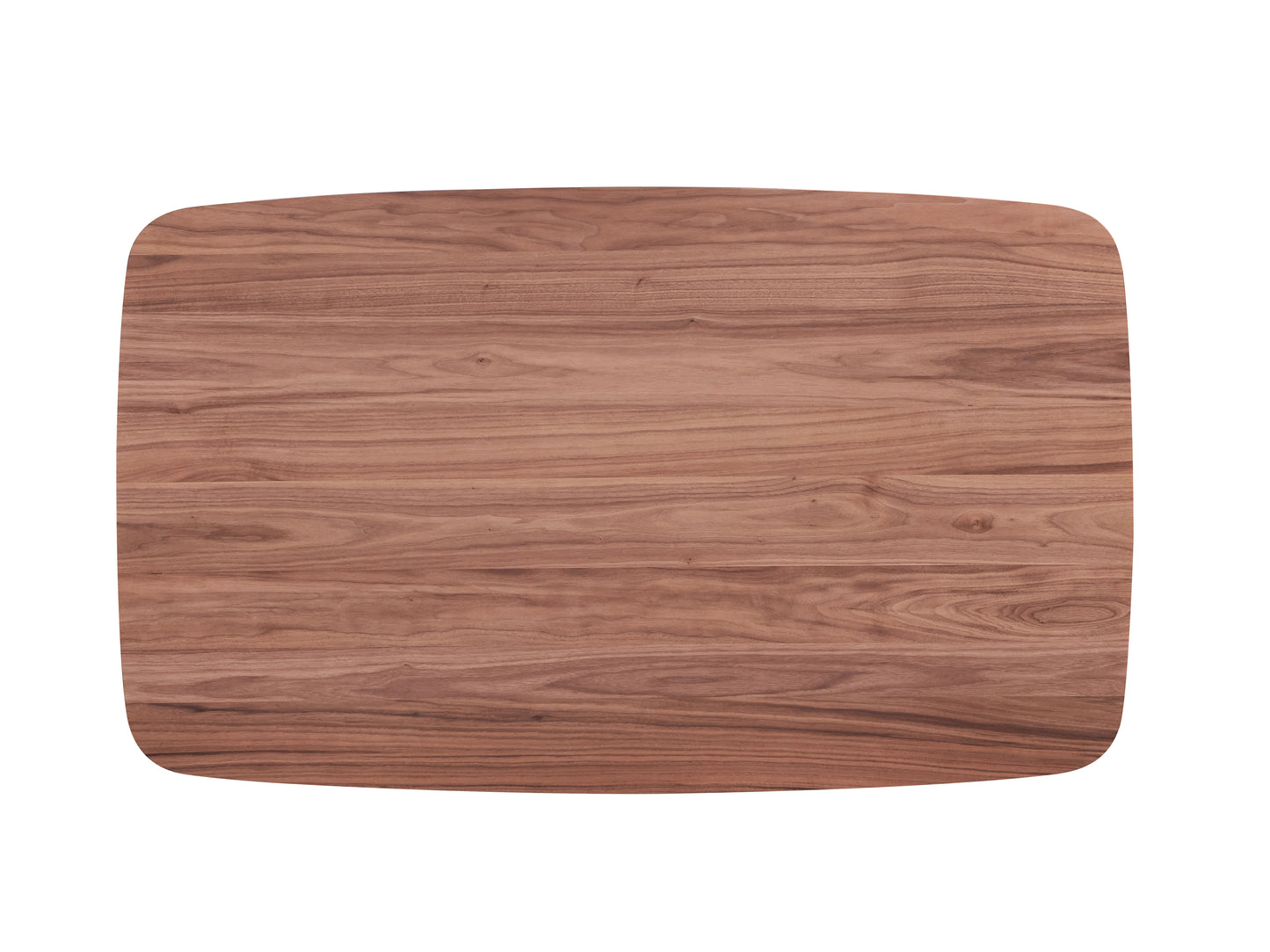 Rounded walnut wood cutting board with natural grain texture