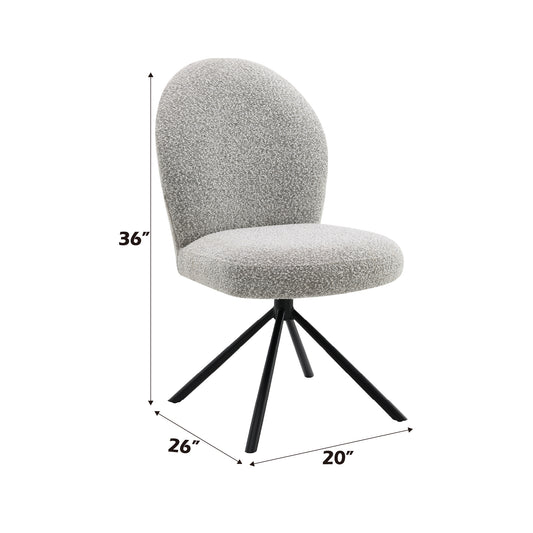 Gray textured fabric accent chair with black metal legs  inches high