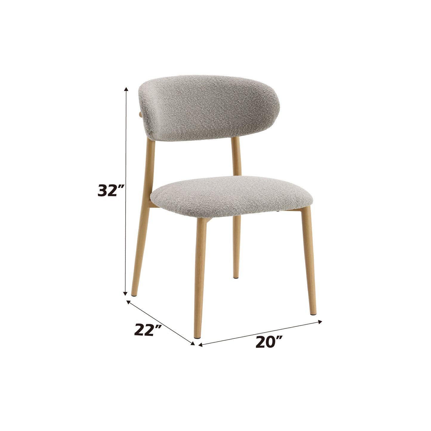Light gray upholstered dining chair with natural wood legs  H