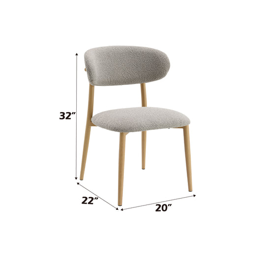 Light gray upholstered dining chair with natural wood legs  H