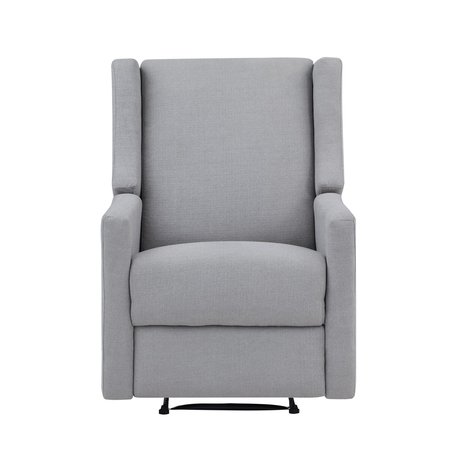 Contemporary gray fabric recliner chair with padded arms and high back for ultimate comfort