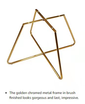 Modern gold geometric plant stand with brushed chrome finish and metal frame