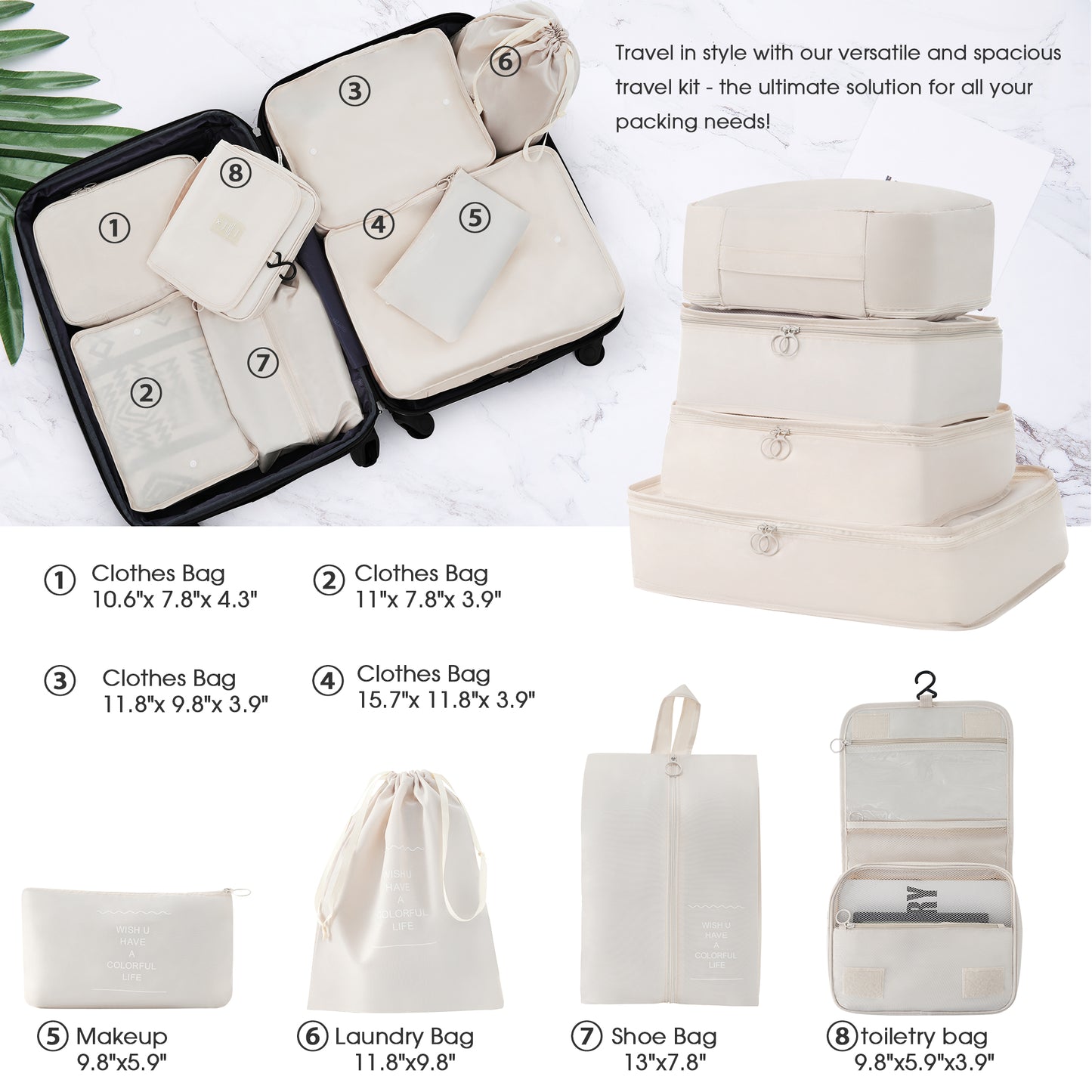 Beige fabric clothes bag xx for travel packing
