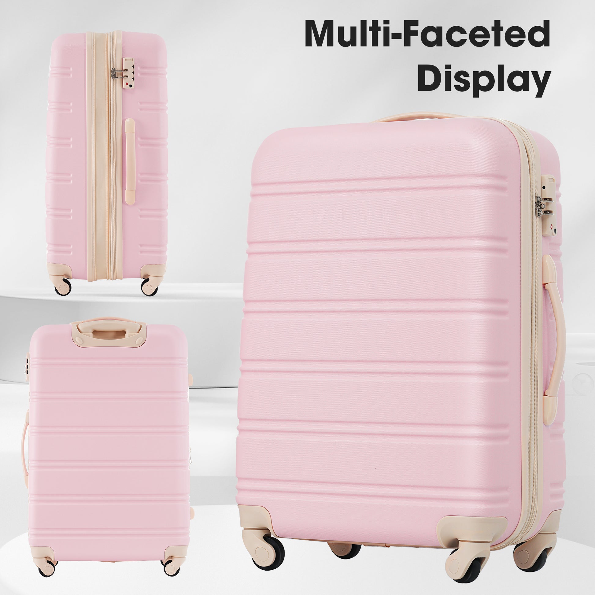 Pink hardshell suitcase with TSA lock smooth wheels and telescopic handle