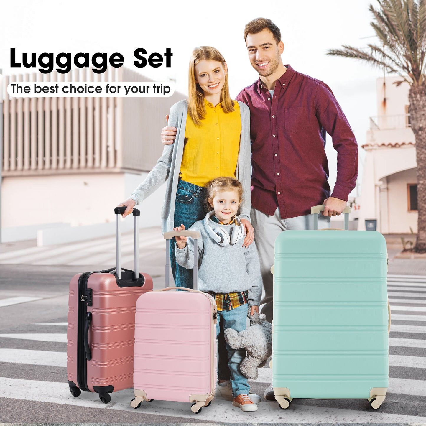Rose gold hardside spinner suitcase with TSA lock perfect for travel