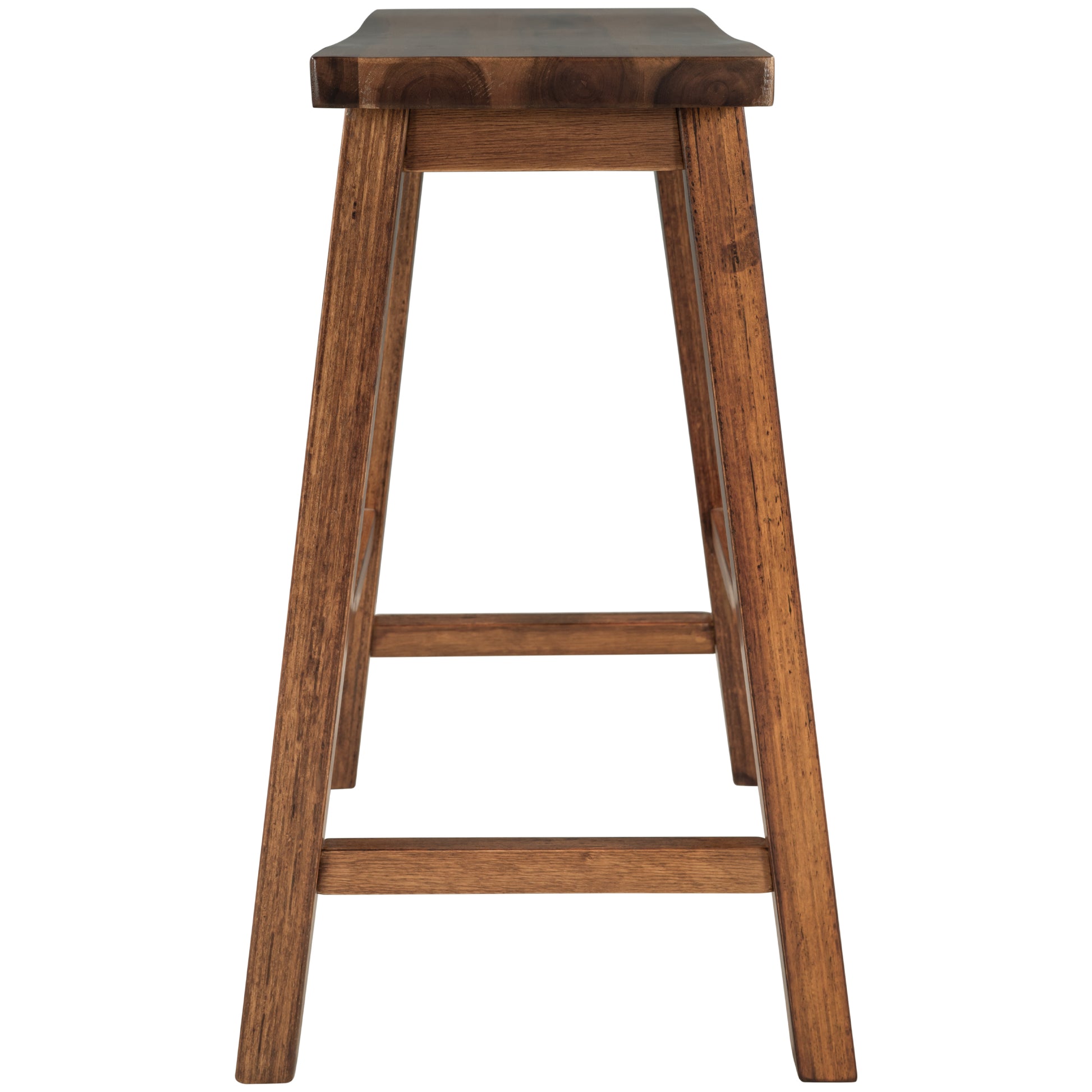 Rustic wooden bar stool with dark brown finish